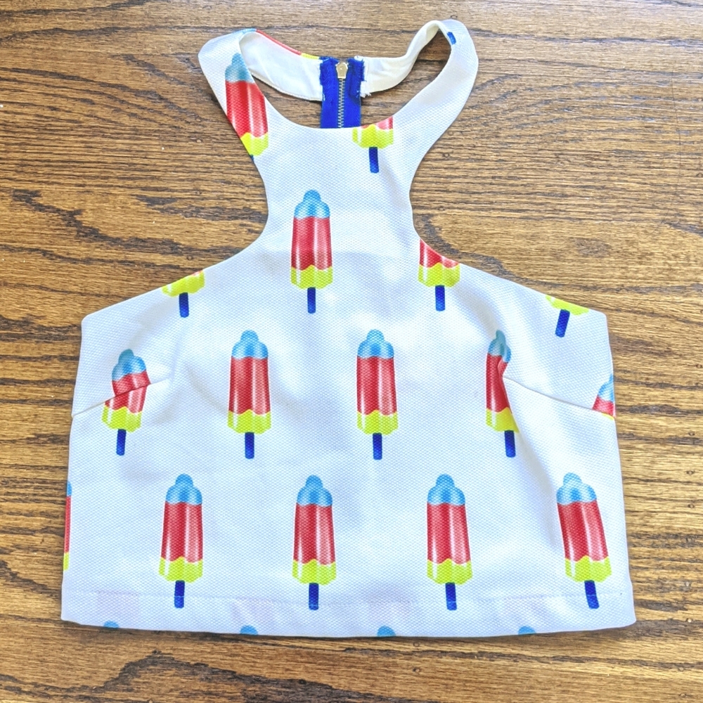 Racerback Halter Crop Top - Fun Print